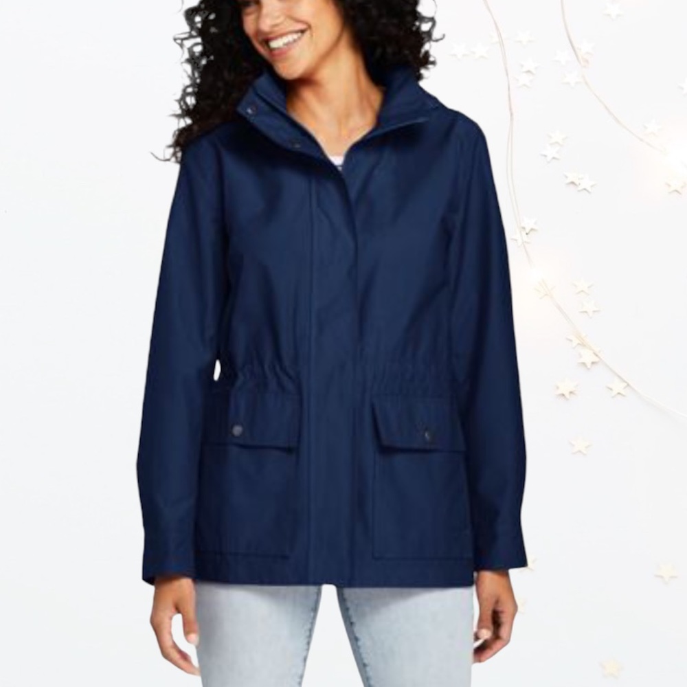 💙Land’s End Hooded Rain Lightweight blue Jacket